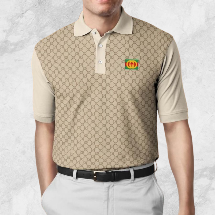 Limited Edition Gucci Light Brown Monogram Polo Shirt CSPL-D0003