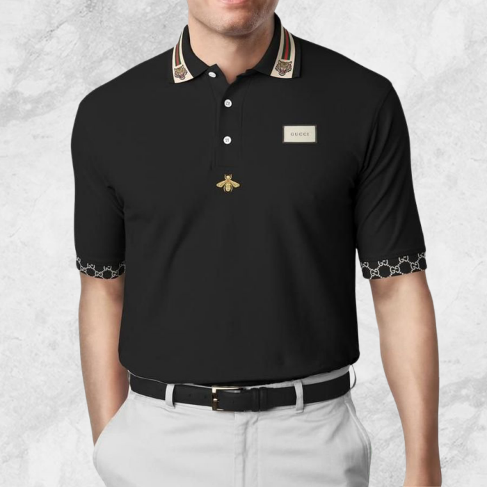 Limited Edition Gucci Black with Yellow Fly Polo Shirt CSPL-D0040