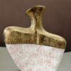 Store Lavish Abstract Two-Tone Sculptural Ceramic Vase – Textured Metallic Gold & Speckled Red-White Base