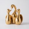 Store Lavish Golden Duck Family Figurine Trio – High-Gloss Metal Tabletop Showpiece