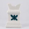 Store Lavish Handcrafted Ceramic Tulsi Vrindavan Planter – White Speckled Pot with Teal Floral Motif