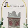 Store Lavish Traditional White Ceramic Tulsi Vrindavan Planter – Ganesha & Shubh Labh Motif