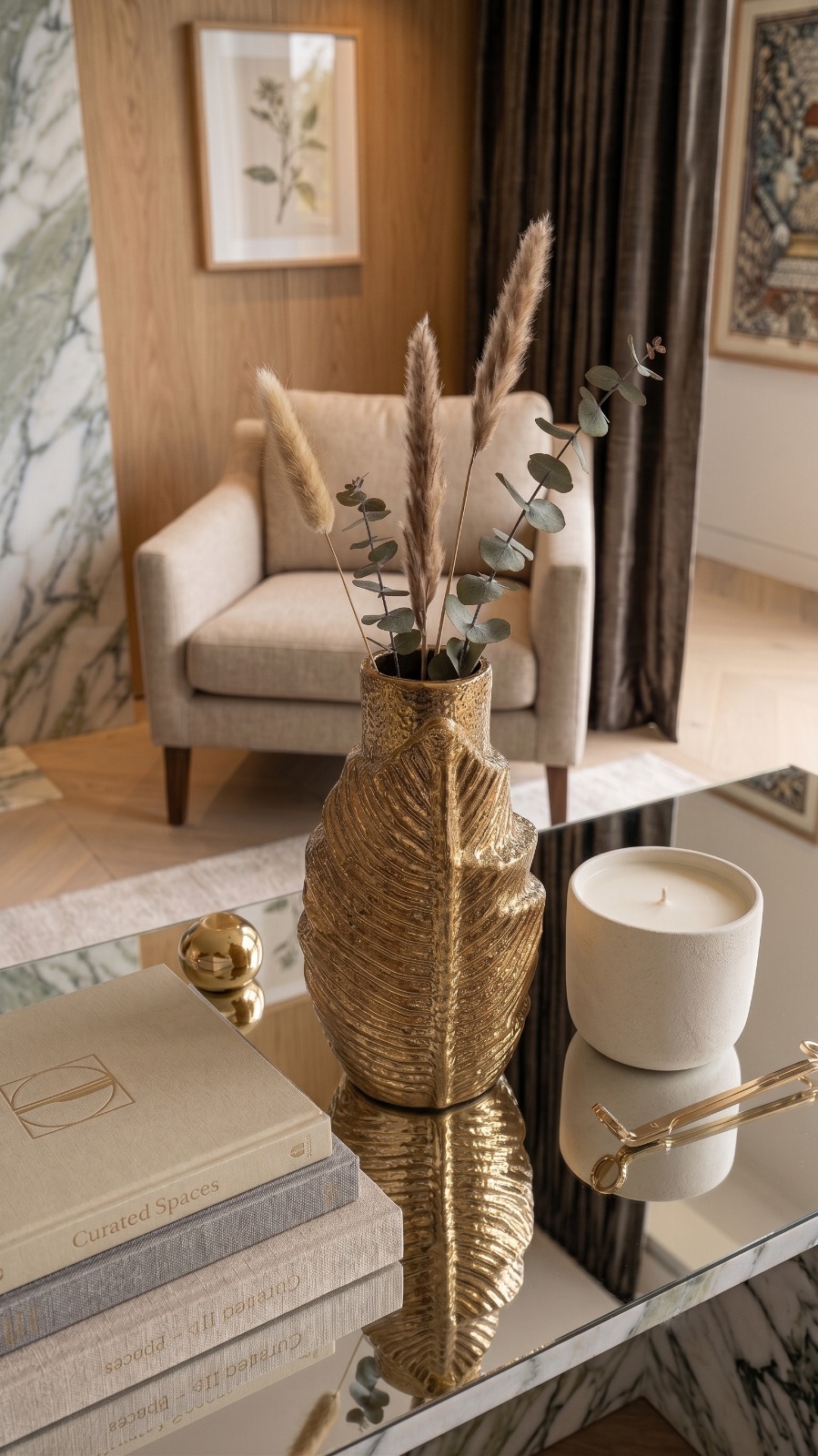 Store Lavish Modern Textured Gold Leaf Ceramic Vase – Sculptural Accent Piece - Image 6