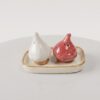 Store Lavish Hand-Painted Ceramic Garlic & Onion Salt and Pepper Shakers with Matching Ceramic Tray – 3-Piece Rustic Kitchen & Dining Table Decor Set