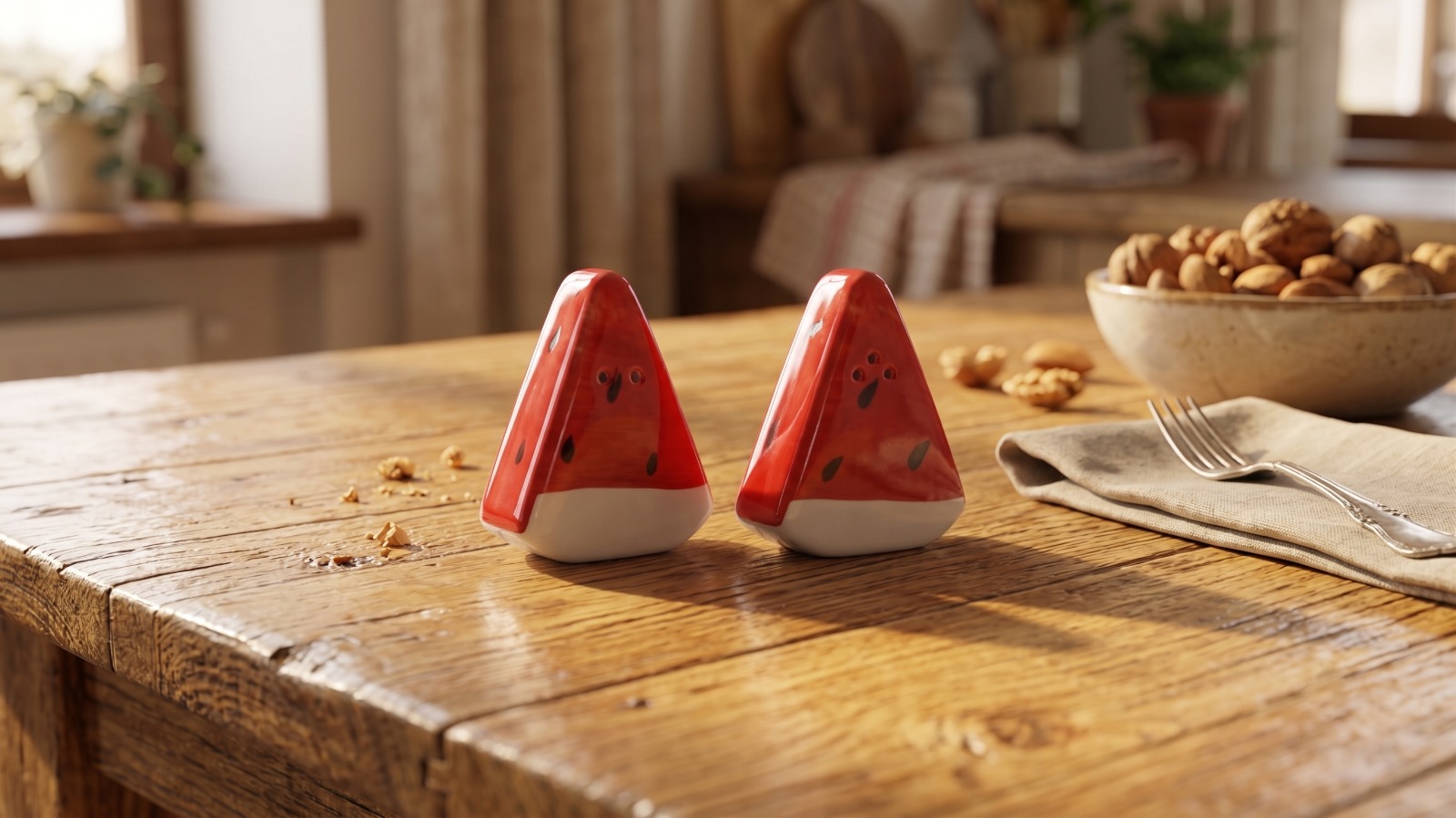 Store Lavish Hand-Painted Ceramic Watermelon Slice Salt & Pepper Shaker Set – Summer Picnic & Fruit Themed Kitchen Decor Accent - Image 3
